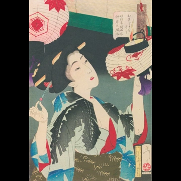 「おきがつきさう 明治年間西京仲居之風俗」 月岡芳年 （1888年）