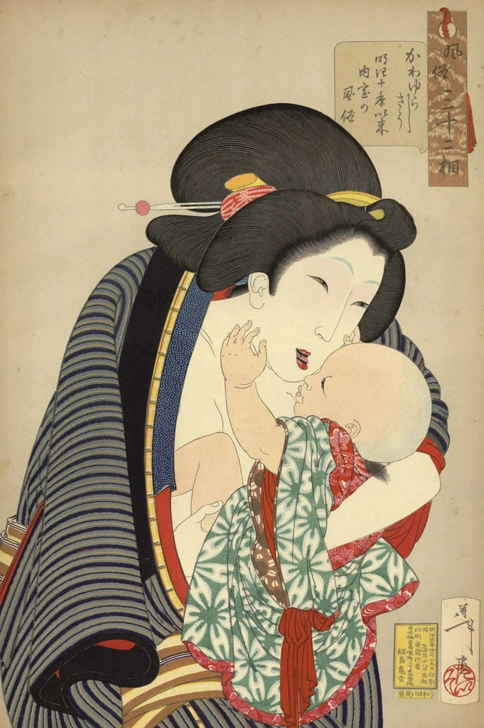 「風俗三十二相 かわゆらしさう 明治十年以来内室の風俗」 月岡芳年 （1888年） | 婦人風俗三十二相より