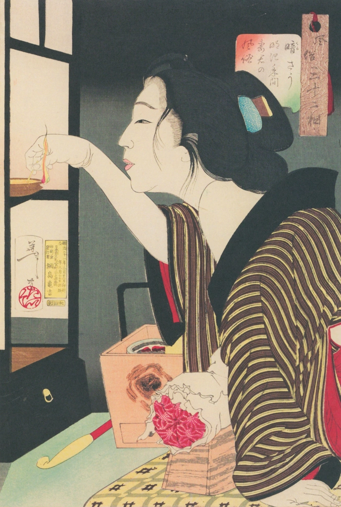 「風俗三十二相 暗さう 明治年間妻君の風俗」 月岡芳年 （1888年） | 風俗三十二相より