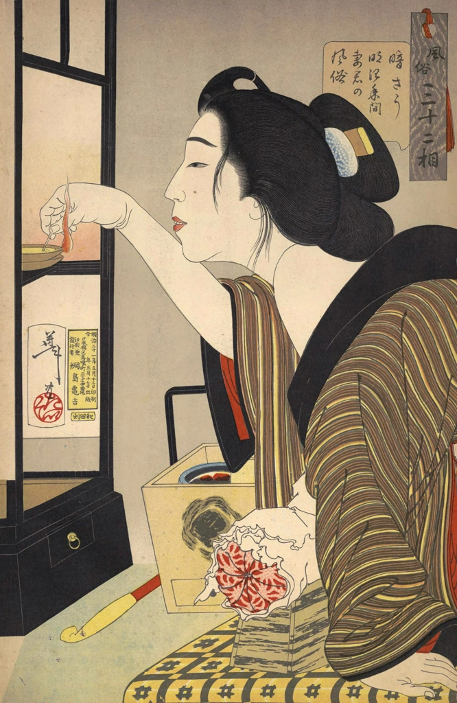 「風俗三十二相 暗さう 明治年間妻君の風俗」 月岡芳年 （1888年） | 婦人風俗三十二相より