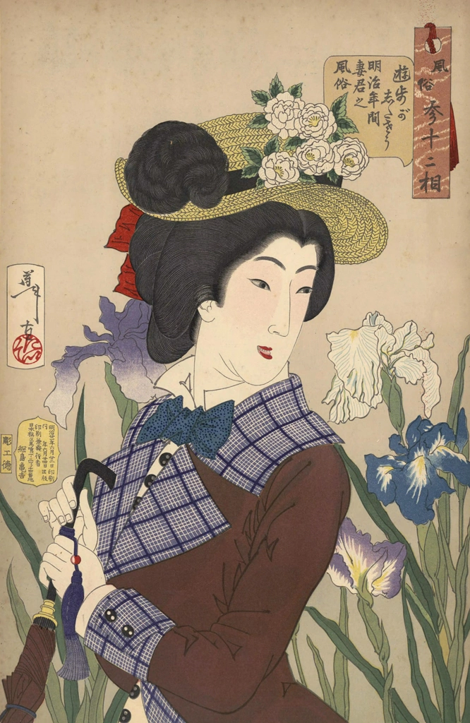 「風俗三十二相 遊歩がしたさう 明治年間妻君之風俗」 月岡芳年 （1888年） | 婦人風俗三十二相より