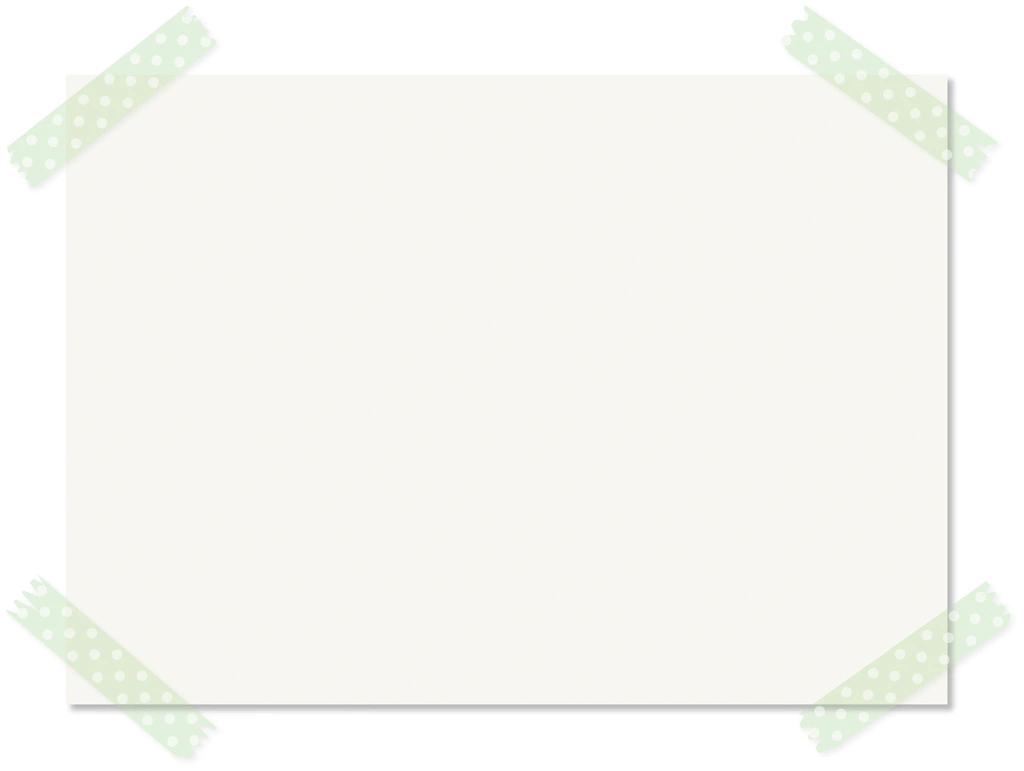 4種類のマスキングテープれで貼り付けたメモ用紙のイラストとベクター | 緑色