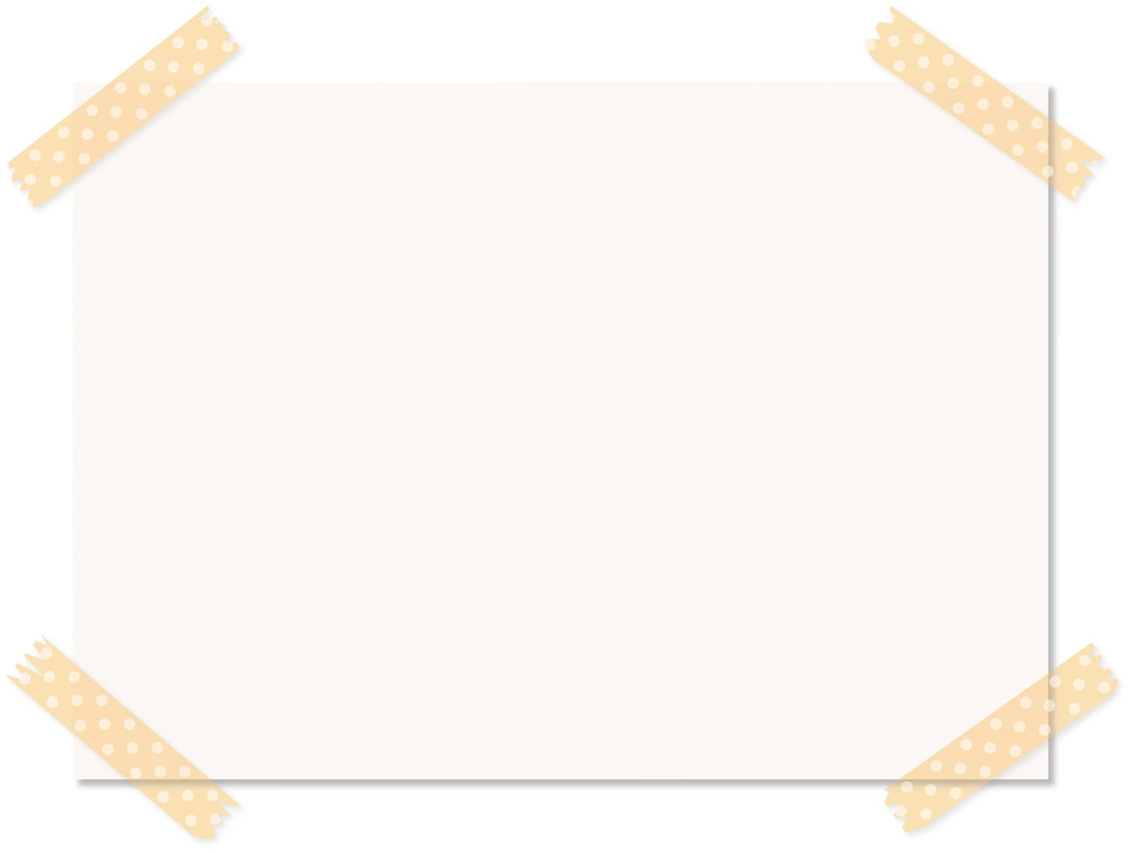 4種類のマスキングテープれで貼り付けたメモ用紙のイラストとベクター | オレンジ色