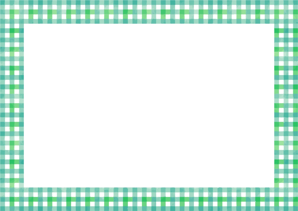 6種類のギンガムチェック柄のフレームのイラストとベクター | 緑色