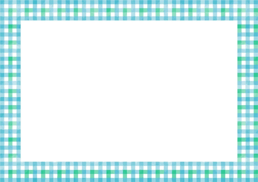 6種類のギンガムチェック柄のフレームのイラストとベクター | 青緑色