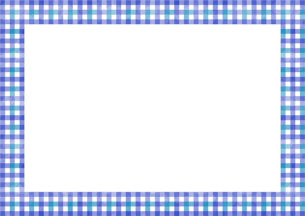6種類のギンガムチェック柄のフレームのイラストとベクター | 青色