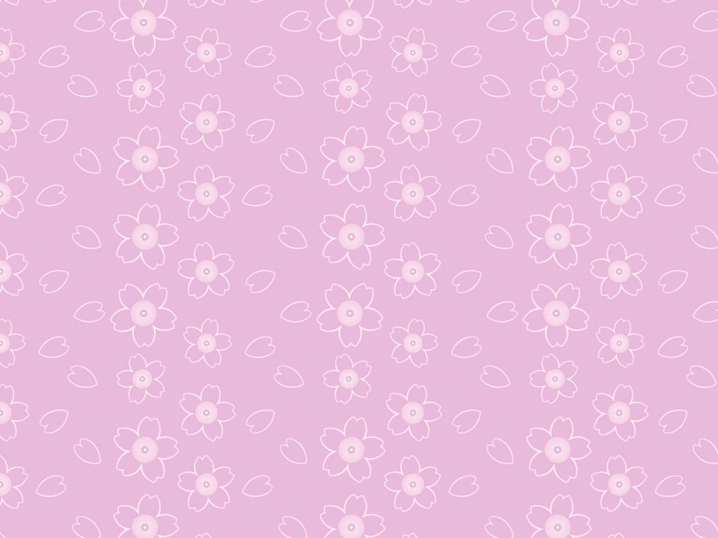 6種類の桜の花と花びらのパターン背景イラストとベクター | ピンク色