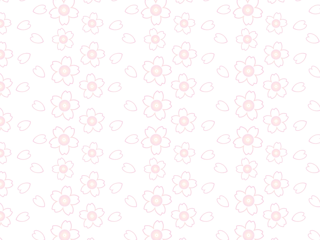 6種類の桜の花と花びらのパターン背景イラストとベクター | 白色と赤色
