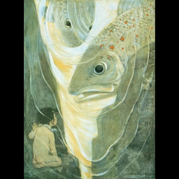 「水の子どもたち 挿絵 #4 （魚たちと出会う水の赤ちゃんになった煙突掃除夫トム）」 ジェシー・ウィルコックス・スミス