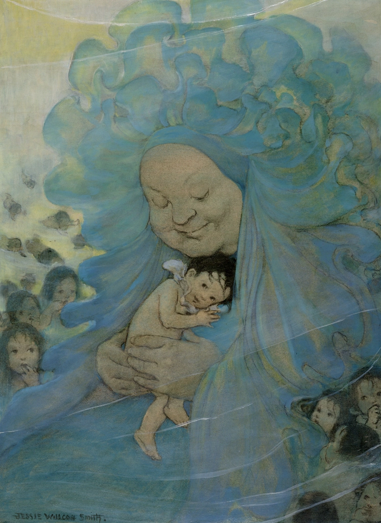 「水の子どもたち 挿絵 #12 （妖精ドゥアズユードビダンバイと水の赤ちゃんたち）」 ジェシー・ウィルコックス・スミス | 2