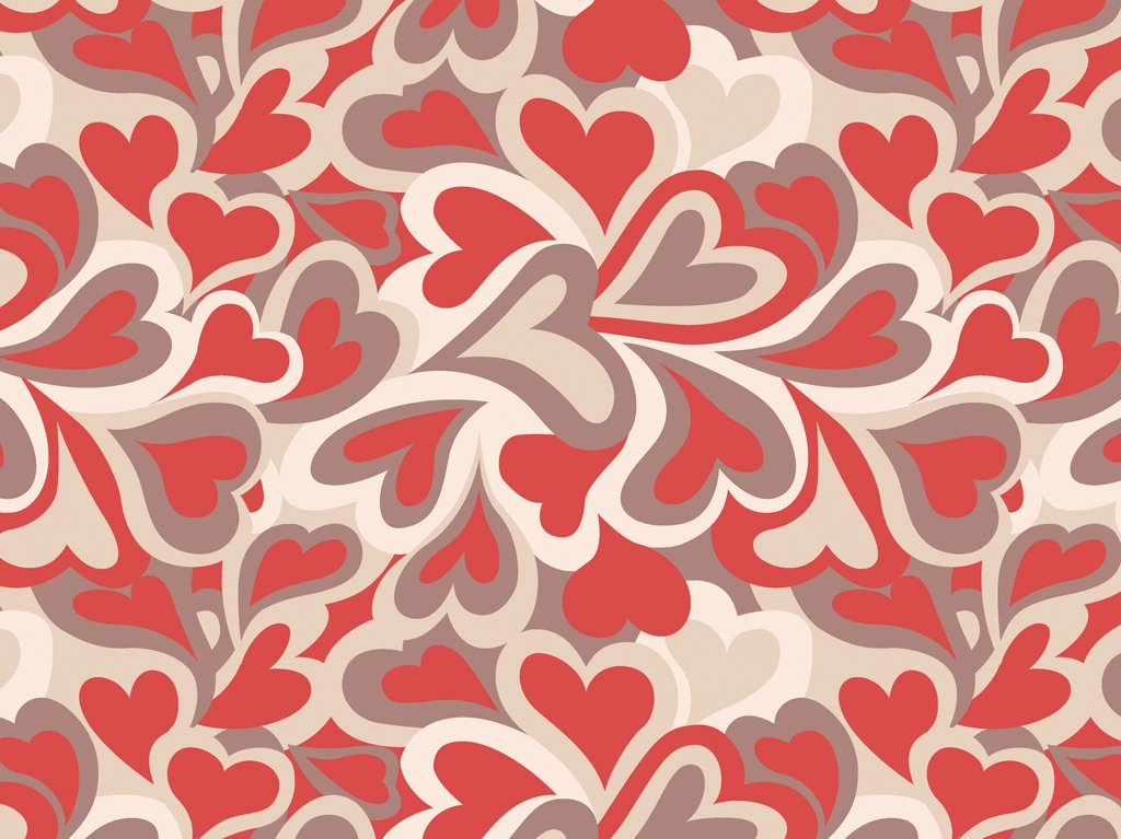 5種類のハート柄の背景イラストとベクター | 4