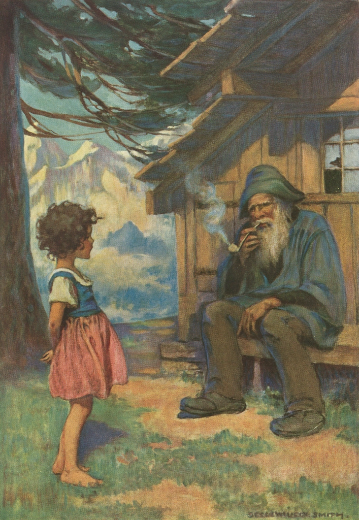 「アルプスの少女ハイジ 挿絵 #1 （「家の中に何があるのか見たいわ」とハイジは言った。）」 ジェシー・ウィルコックス・スミス | 1