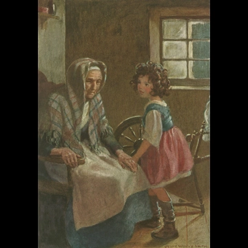 「アルプスの少女ハイジ 挿絵 #3 （アルムのおじさんと一緒に暮らしている子？ハイジかい？）」 ジェシー・ウィルコックス・スミス