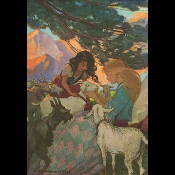 「アルプスの少女ハイジ 挿絵 #9 （ハイジはヤギたちを友達のクララに紹介しました。）」 ジェシー・ウィルコックス・スミス