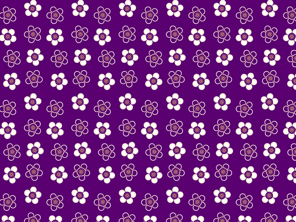 5種類の梅小紋柄の背景イラストとベクター | 紫色と白色