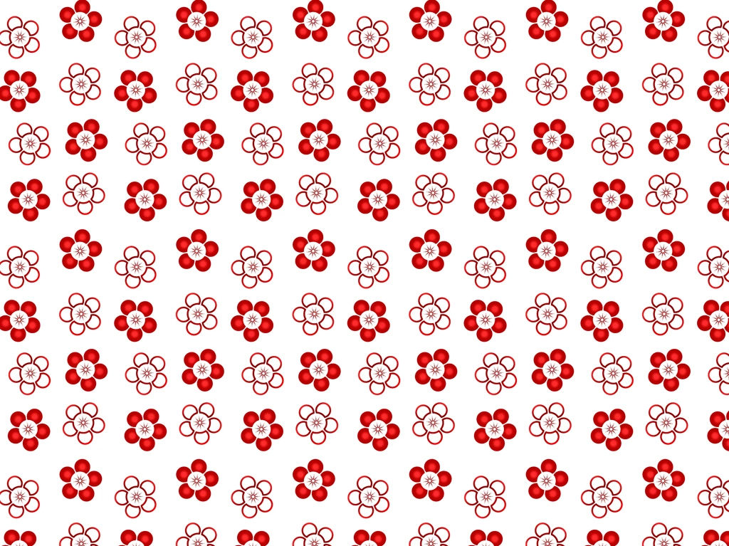 5種類の梅小紋柄の背景イラストとベクター | 白色と赤色
