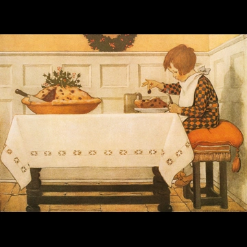 「マザー・グース 挿絵 #3 （ジャック・ホーナーちゃん、隅っこに座って）」 ジェシー・ウィルコックス・スミス