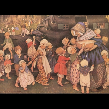 「マザー・グース 挿絵 #5 （おばあさんが、くつの家に住んでいた）」 ジェシー・ウィルコックス・スミス