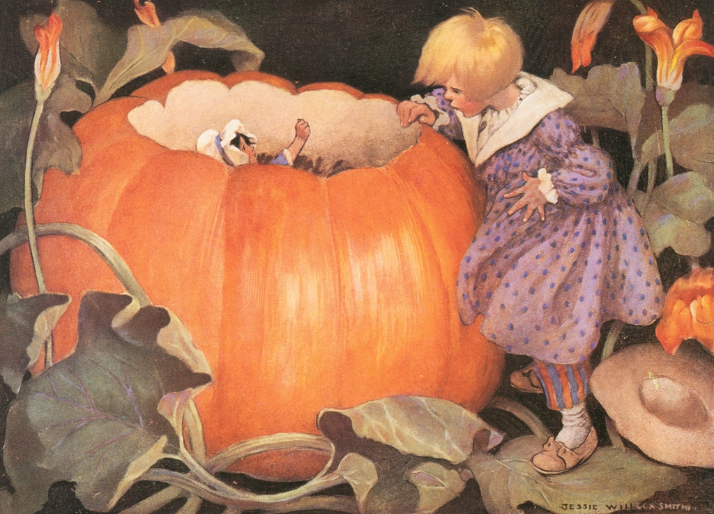 「マザー・グース 挿絵 #8 （ピーター、ピーター、パンプキンイーター）」 ジェシー・ウィルコックス・スミス | マザー・グースより