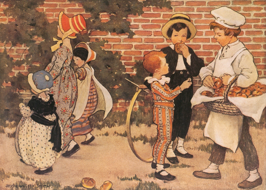 「マザー・グース 挿絵 #9 （ホットクロスバン）」 ジェシー・ウィルコックス・スミス | マザー・グースより