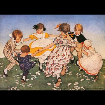 「マザー・グース 挿絵 #10 （バラの輪つくろう）」 ジェシー・ウィルコックス・スミス