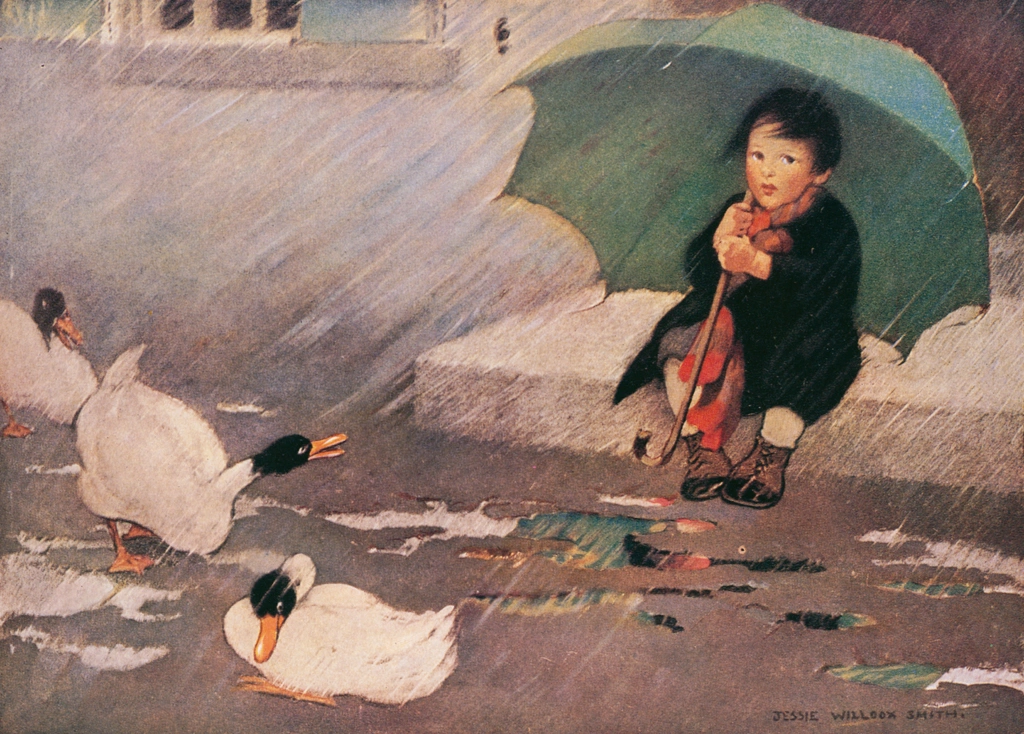 「マザー・グース 挿絵 #11 （あめあめやんで）」 ジェシー・ウィルコックス・スミス | マザー・グースより