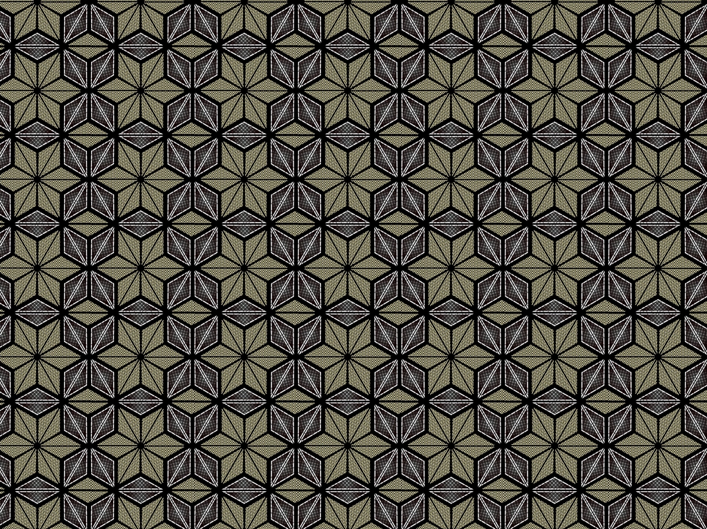 4種類の麻の葉模様の背景イラストとベクター | 黒色