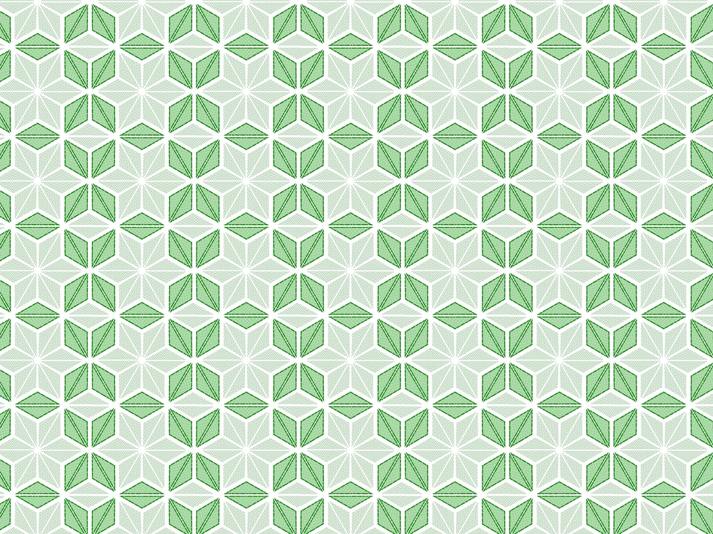 4種類の麻の葉模様の背景イラストとベクター | 緑色