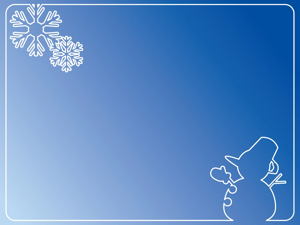 6種類の雪の結晶と雪だるまのフレームの背景イラストとベクター | 青色