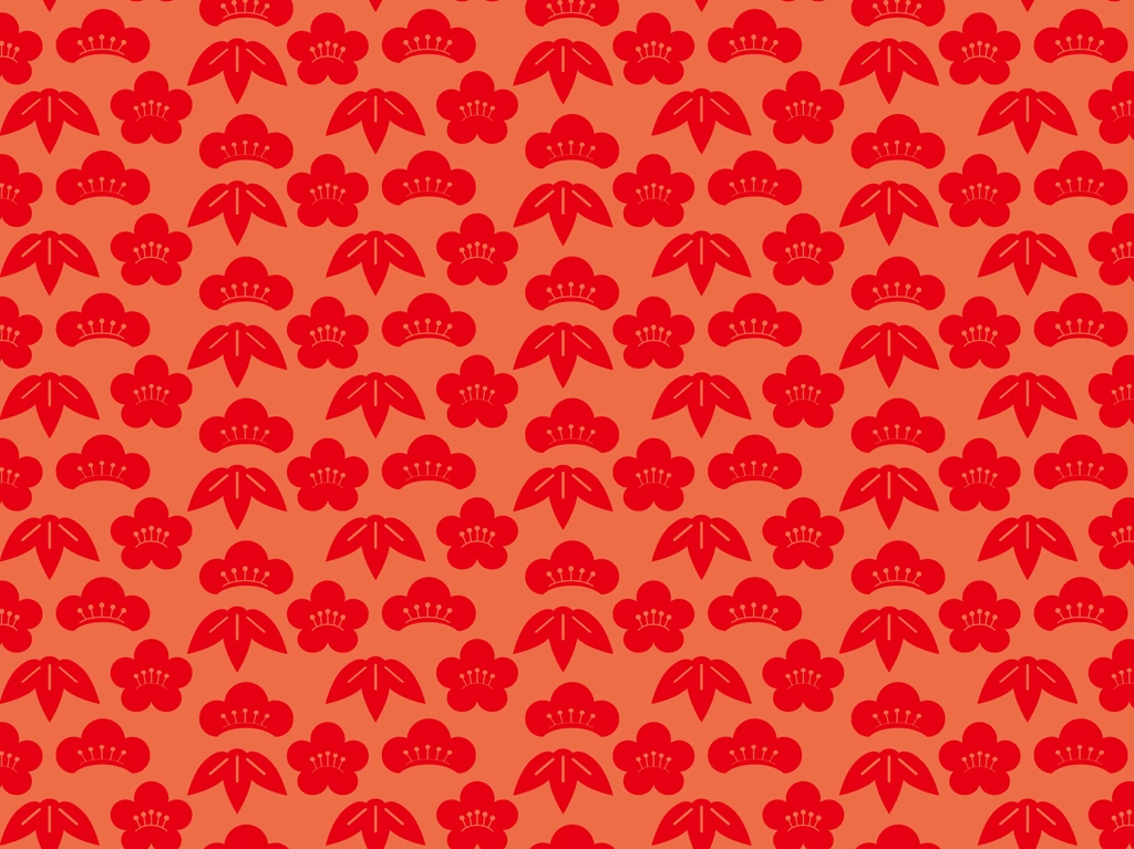 4種類の松竹梅柄の背景イラストとベクター | 赤色