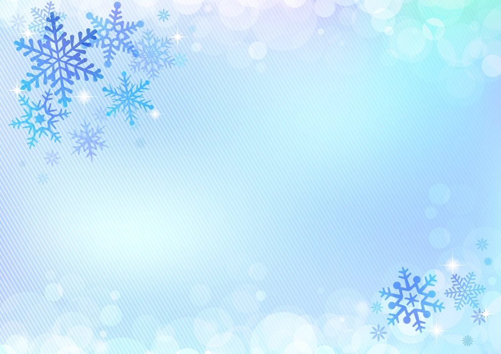 5種類の光の玉ボケと雪の結晶の背景イラストとベクター | 水色