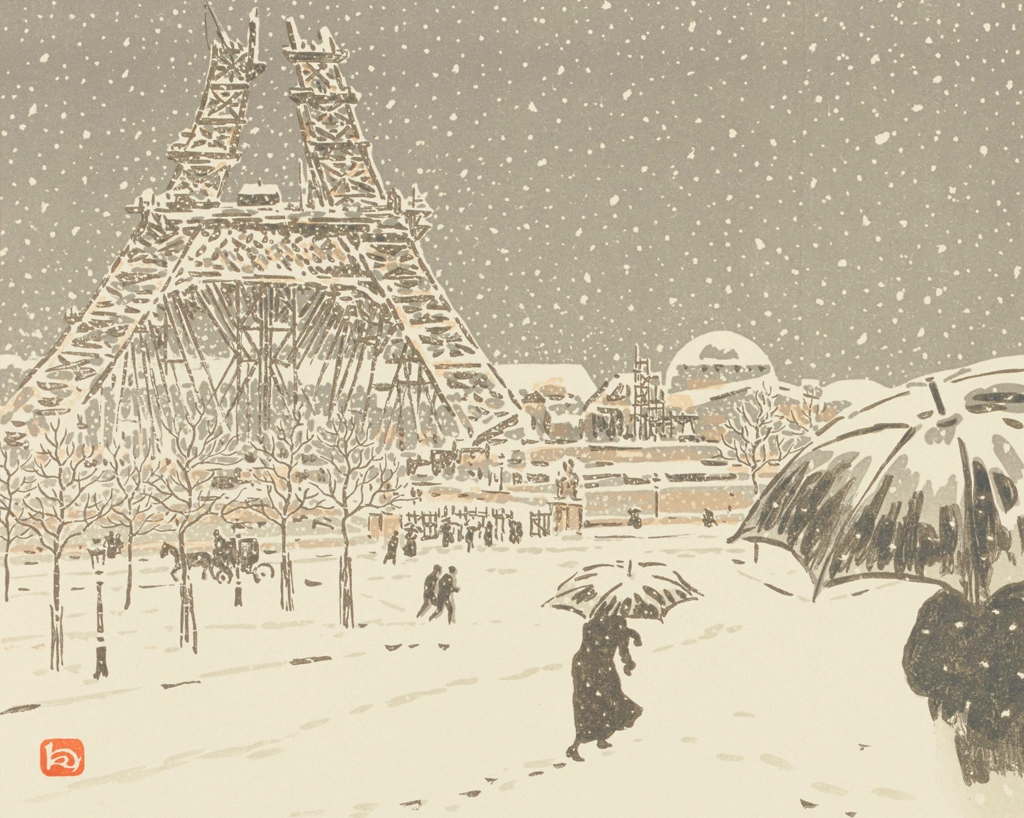 「エッフェル塔三十六景 建設中のエッフェル塔、トロカデロからの眺め」 アンリ・リヴィエール （1902年） | 3