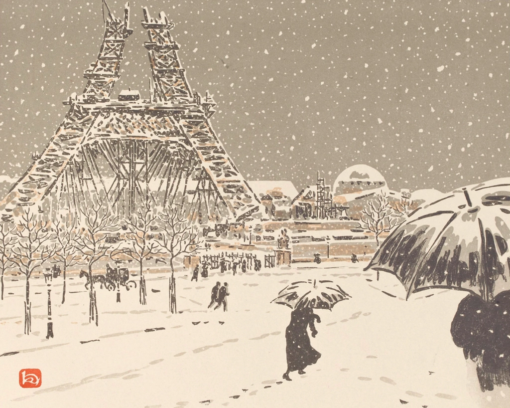 「エッフェル塔三十六景 建設中のエッフェル塔、トロカデロからの眺め」 アンリ・リヴィエール （1902年） | 5