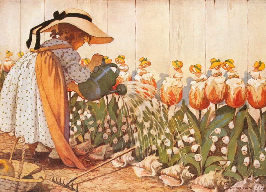 「マザー・グース 挿絵 #14 （へそ曲がりのメリー）」 ジェシー・ウィルコックス・スミス | マザー・グースより