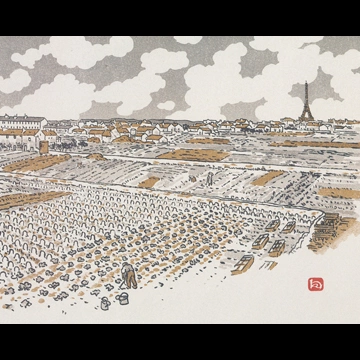 「エッフェル塔三十六景 グルネルの菜園より」 アンリ・リヴィエール （1902年）
