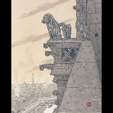 「エッフェル塔三十六景 ノートル・ダム大聖堂より」 アンリ・リヴィエール （1902年）
