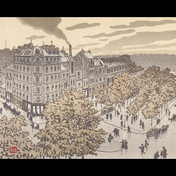 「エッフェル塔三十六景 クリシー大通りより」 アンリ・リヴィエール （1902年）