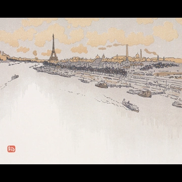 「エッフェル塔三十六景 ポワン・デュ・ジュール（夜明け）より」 アンリ・リヴィエール （1902年）