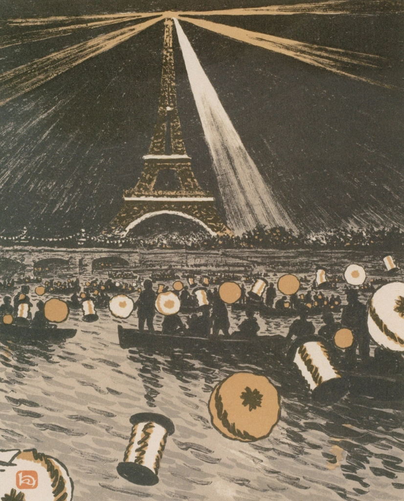 「エッフェル塔三十六景 セーヌ川の祭り、7月14日」 アンリ・リヴィエール （1902年） | フランスの浮世絵師 アンリ・リヴィエール展より