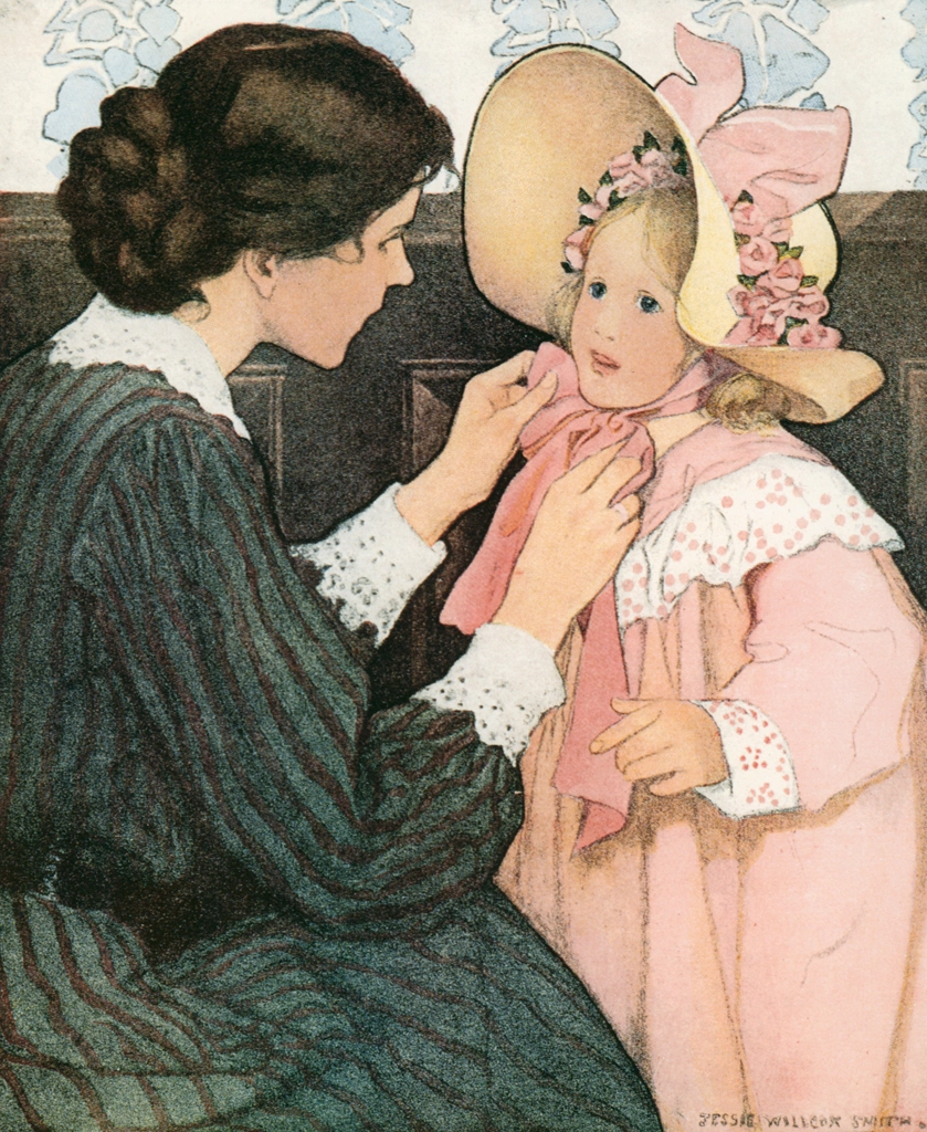 「The Bed-time Book  挿絵 #2 （帽子）」 ジェシー・ウィルコックス・スミス | Jessie Willcox Smith: American Illustratorより