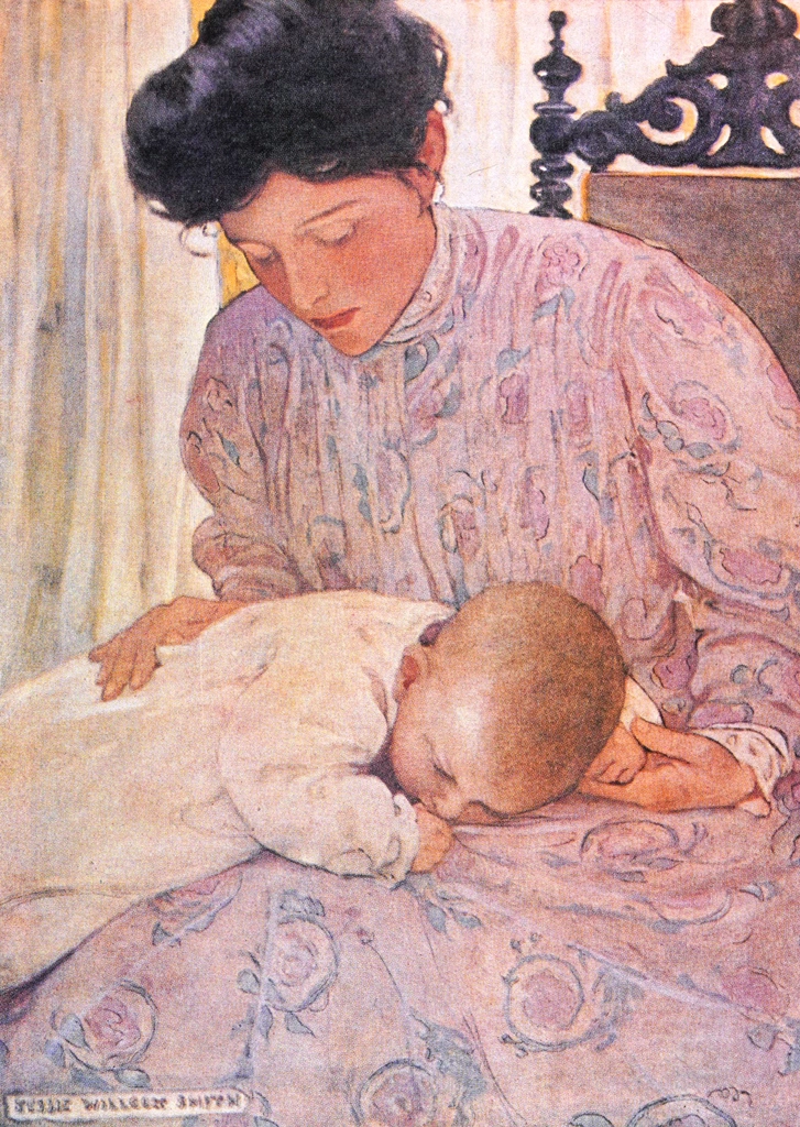 「The Seven Ages of Childhood 挿絵 #1 （母の腕の中の初めての赤ん坊）」 ジェシー・ウィルコックス・スミス | The Subject Was Children: The Art of Jessie Willcox Smithより