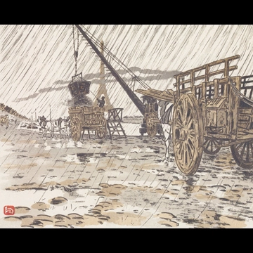 「エッフェル塔三十六景 パッシー河岸より、雨」 アンリ・リヴィエール （1902年）