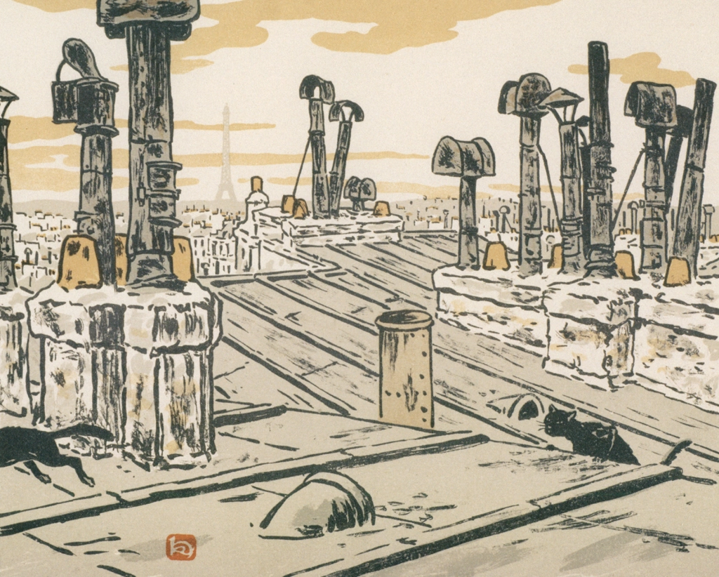 「エッフェル塔三十六景 屋根の上」 アンリ・リヴィエール （1902年） | フランスの浮世絵師 アンリ・リヴィエール展より