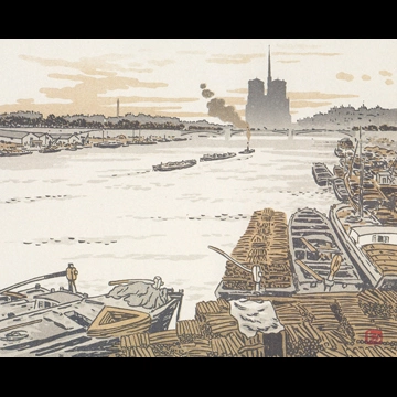 「エッフェル塔三十六景 オステルリッツ橋より」 アンリ・リヴィエール （1902年）