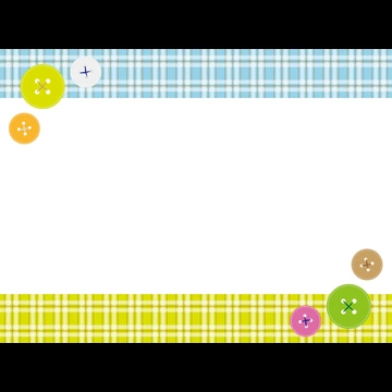 3種類のボタンとタータンチェック柄のフレームイラストとベクター