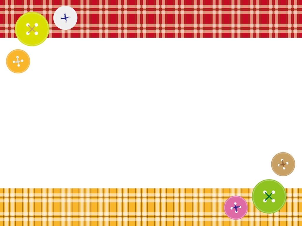 3種類のボタンとタータンチェック柄のフレームイラストとベクター | 赤色とオレンジ色