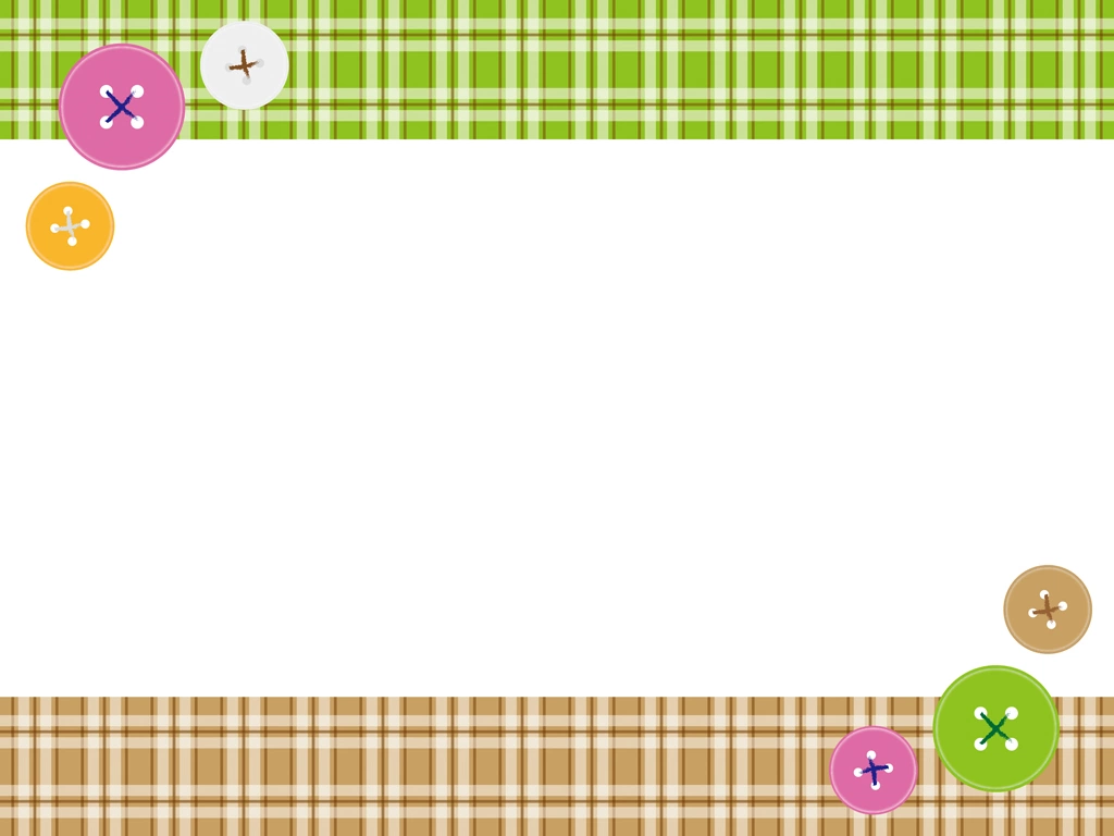 3種類のボタンとタータンチェック柄のフレームイラストとベクター | 緑色と茶色