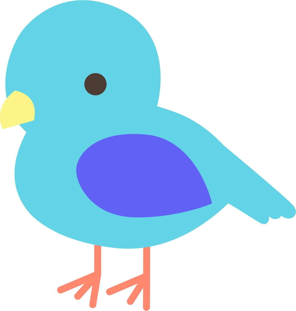 4種類の小鳥のイラストとベクター | 青色