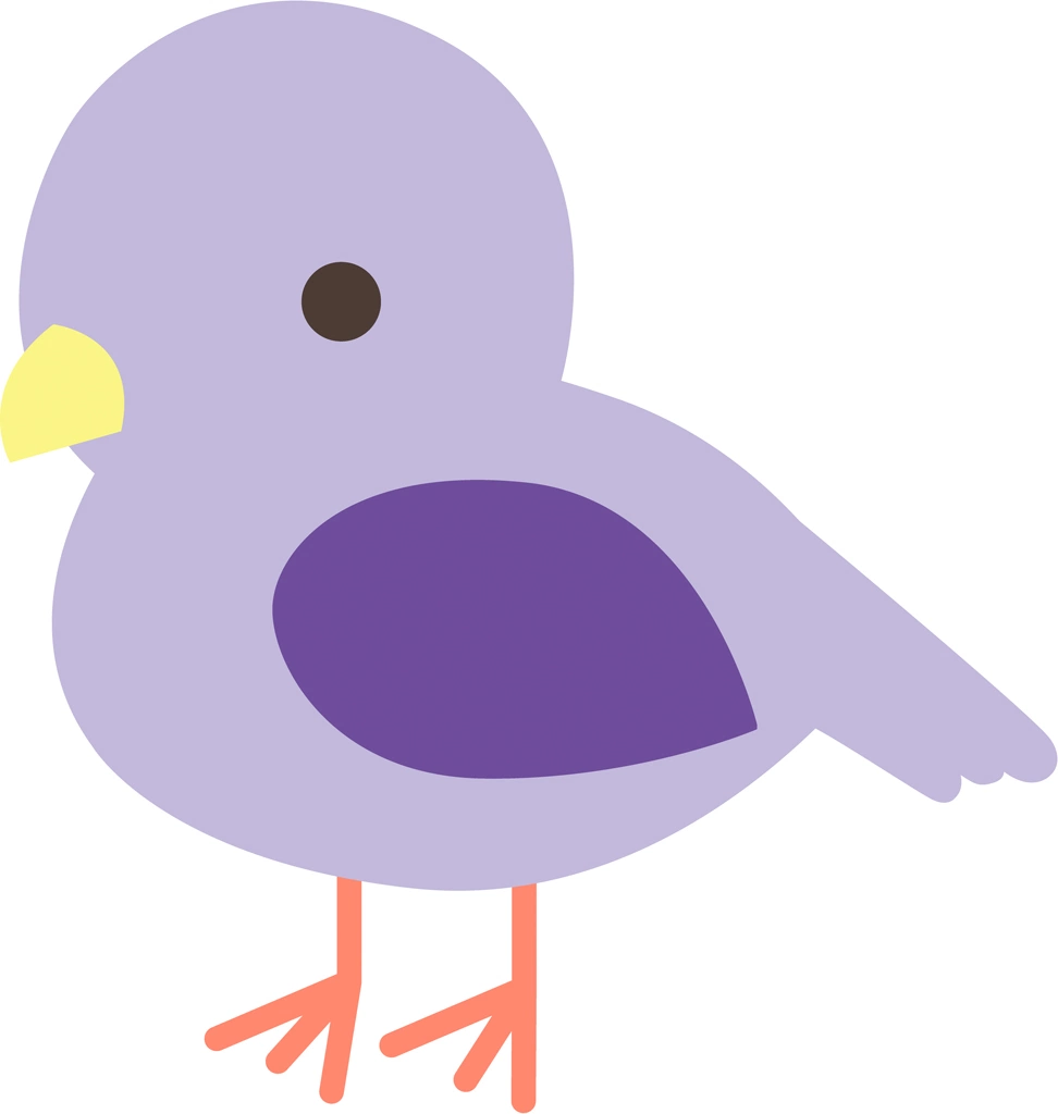 4種類の小鳥のイラストとベクター | 紫色