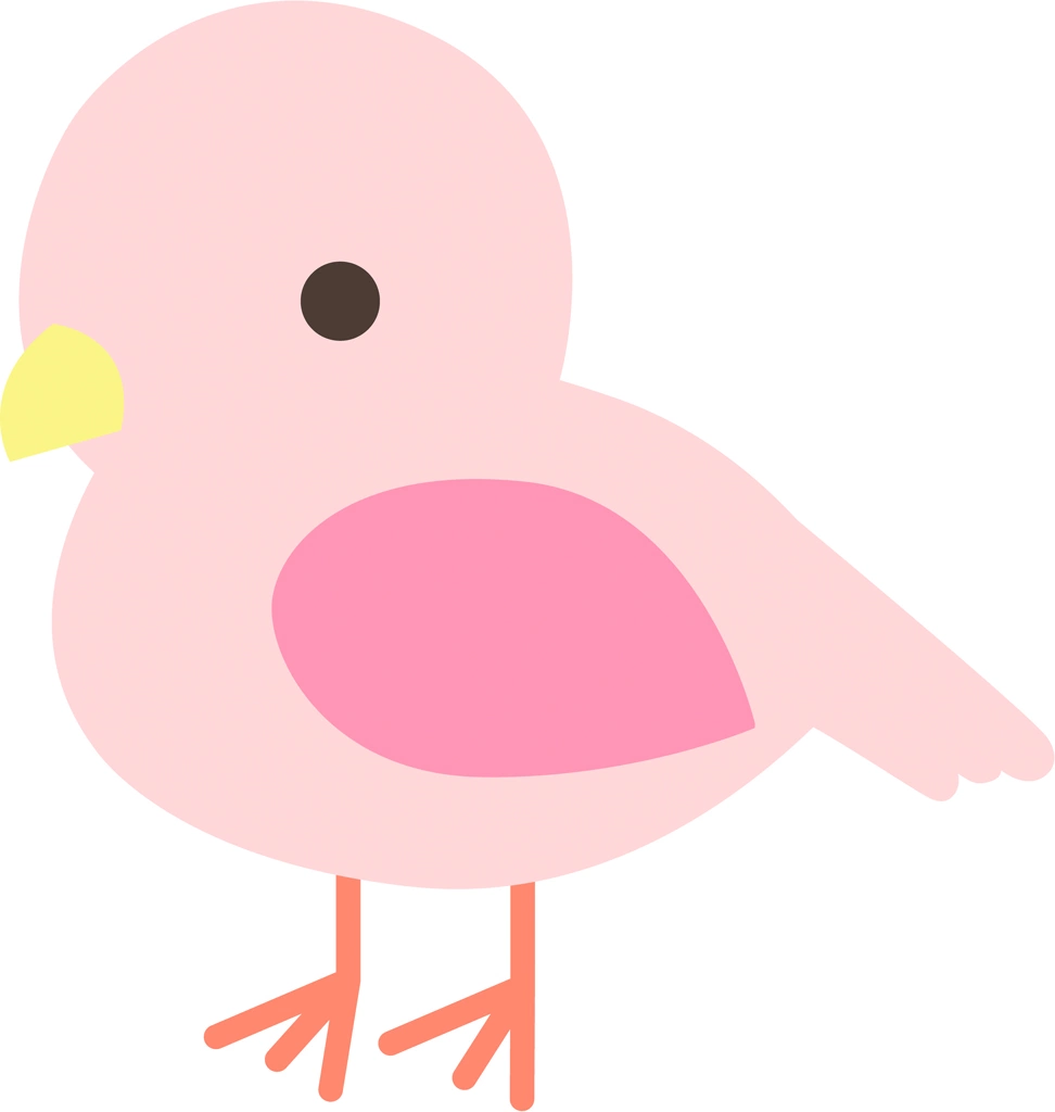 4種類の小鳥のイラストとベクター | ピンク色